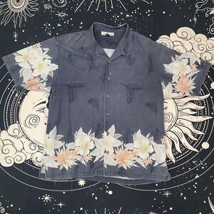 Tommy Bahama Silk Button Down Shirt Hawaiian Mens Large Beach Casual Vacation